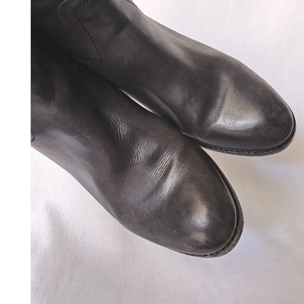 Coach Ankle Boots Womens‎ Black Leather Side Zip Low Block Heel Sample